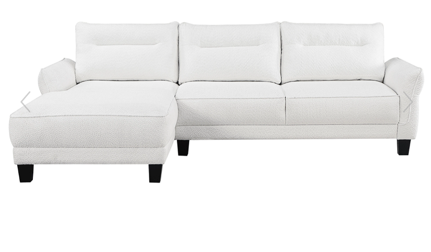Caspian Upholstered Curved Arms Sectional Sofa White and Black