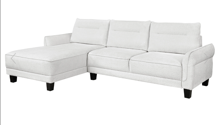 Caspian Upholstered Curved Arms Sectional Sofa White and Black