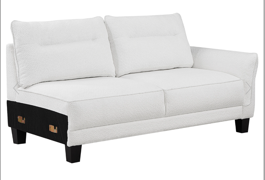 Caspian Upholstered Curved Arms Sectional Sofa White and Black