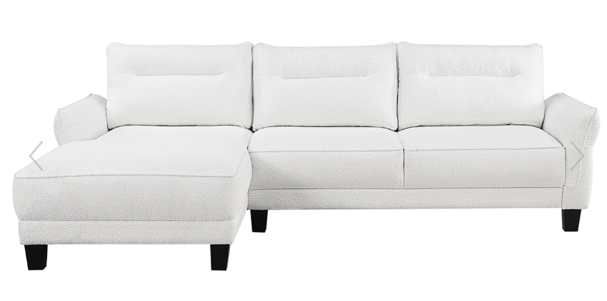 Caspian Upholstered Curved Arms Sectional Sofa White and Black