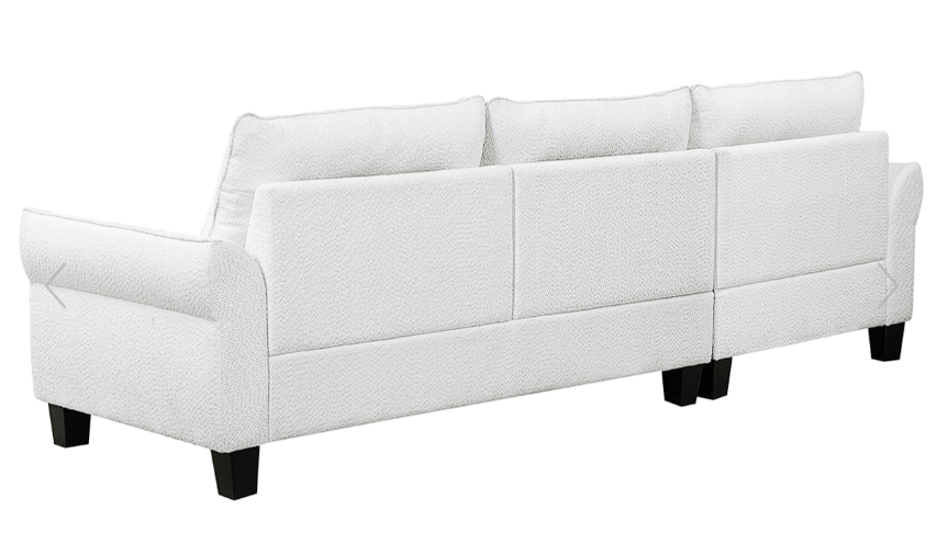 Caspian Upholstered Curved Arms Sectional Sofa White and Black