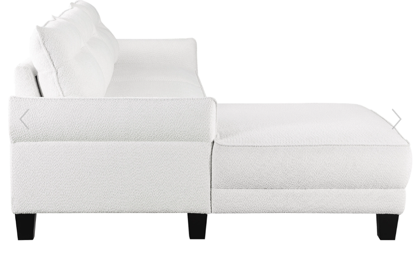 Caspian Upholstered Curved Arms Sectional Sofa White and Black