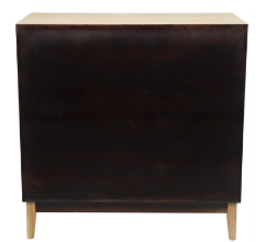 LIGHT BROWN WOOD 1 SHELF AND 2 DOOR CABINET WITH CANE FRONT DOORS AND GOLD HANDLES