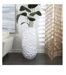 WHITE RESIN WAVE INSPIRED TEXTURED VASE