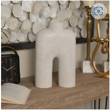 WHITE CERAMIC ABSTRACT ARCHED VAS