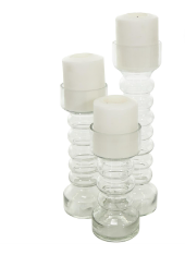 YELLOW GLASS BUBBLE PILLAR CANDLE HOLDER, SET OF 3