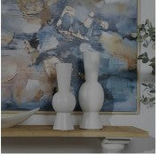 WHITE CERAMIC ABSTRACT FLUTED ROUND VASE