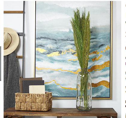 GREEN DRIED PLANT LEAVES NATURAL FOLIAGE WITH FEATHER INSPIRED STEMS, 4" X 1" X 35"