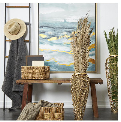 LIGHT BROWN DRIED PLANT PALM LEAVES TALL NATURAL FOLIAGE, 4" X 1" X 43"