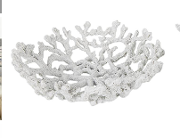 BLUE RESIN CORAL TEXTURED DECORATIVE BOWL,