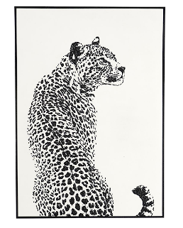 WHITE CANVAS LEOPARD FRAMED WALL ART WITH BLACK SPOTS, 28" X 2" X 40"