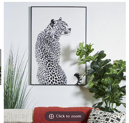 WHITE CANVAS LEOPARD FRAMED WALL ART WITH BLACK SPOTS, 28" X 2" X 40"