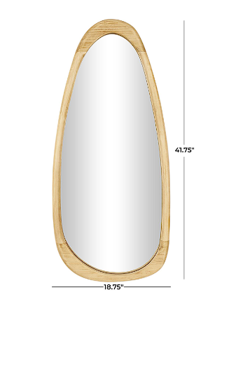 BROWN WOOD OVAL WALL MIRROR, 19" X 2" X 42"