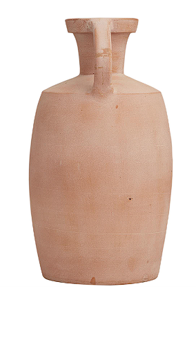 ORANGE CERAMIC TERRACOTTA JUG VASE WITH HANDLES, 9" X 9" X 16"