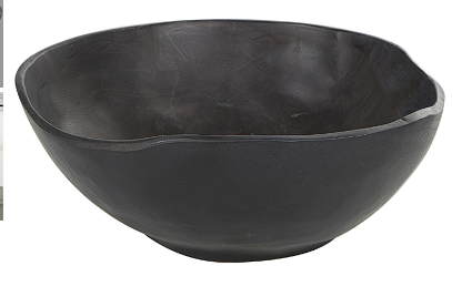 BROWN TEAK WOOD HANDMADE DECORATIVE BOWL WITH NATURAL GROOVES, 11" X 11" X 5"