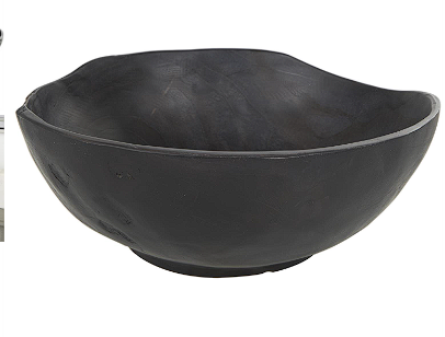 BROWN TEAK WOOD HANDMADE DECORATIVE BOWL WITH NATURAL GROOVES, 11" X 11" X 5"