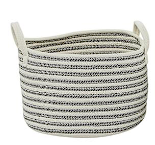 GRAY COTTON HANDMADE STORAGE BASKET WITH HANDLES