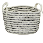 GRAY COTTON HANDMADE STORAGE BASKET WITH HANDLES