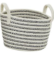 GRAY COTTON HANDMADE STORAGE BASKET WITH HANDLES