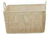 CREAM COTTON HANDMADE STORAGE BASKET WITH HANDLES,