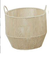 CREAM COTTON HANDMADE STORAGE BASKET WITH HANDLES