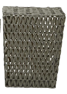 GRAY METAL STORAGE BASKET WITH MATCHING LIDS
