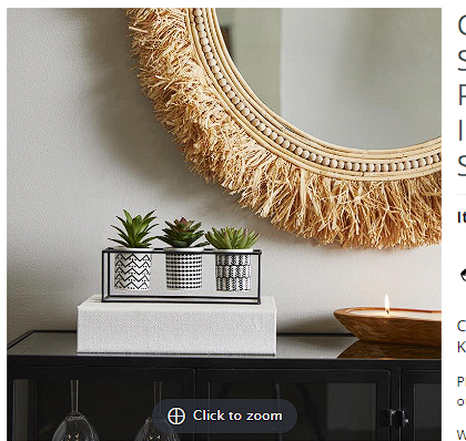 GREEN FAUX FOLIAGE SUCCULENT ARTIFICIAL PLANT WITH TRIBAL POTS INSIDE BLACK METAL STAND, 10" X 4" X 6"