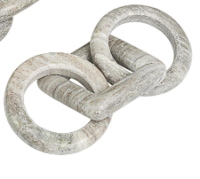 GRAY MARBLE CHAIN GEOMETRIC 3 LINK SCULPTURE WITH VARIOUS SHAPES