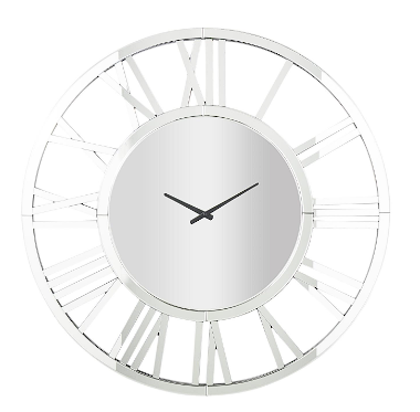 GLASS MIRRORED WALL CLOCK, 40" X 1" X 40"