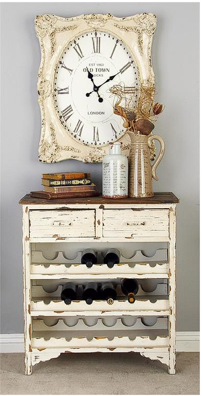 WHITE WOOD 2 DRAWER STANDING WINE RACK, 28" X 14" X 32"