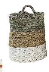MULTI COLORED DRIED PLANT CONTEMPORARY STORAGE BASKET