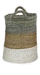 MULTI COLORED DRIED PLANT CONTEMPORARY STORAGE BASKET