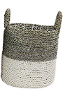 WHITE DRIED PLANT CONTEMPORARY STORAGE BASKET