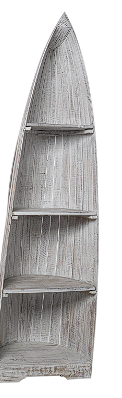 WHITE WOOD BOAT SLATTED WOOD 6 SHELVES SHELVING UNIT