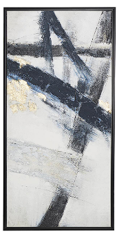 LIGHT GRAY CANVAS ABSTRACT LINES FRAMED WALL ART WITH GOLD FOIL ACCENTS