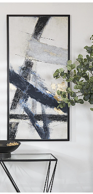 LIGHT GRAY CANVAS ABSTRACT LINES FRAMED WALL ART WITH GOLD FOIL ACCENTS