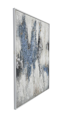 CREAM CANVAS ABSTRACT FRAMED WALL ART WITH SILVER FOIL ACCENTS, 47" X 2" X 59"