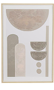 PINK CANVAS ABSTRACT MID CENTURY MODERN GEOMETRIC FRAMED WALL ART WITH BROWN ACCENTS