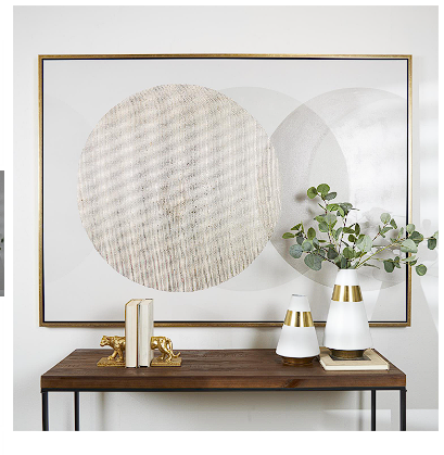 CREAM CANVAS ABSTRACT FRAMED WALL ART, 47" X 2" X 65"