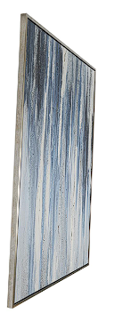BLUE CANVAS ABSTRACT FRAMED WALL ART WITH SILVER FRAME, 47" X 2" X 65"