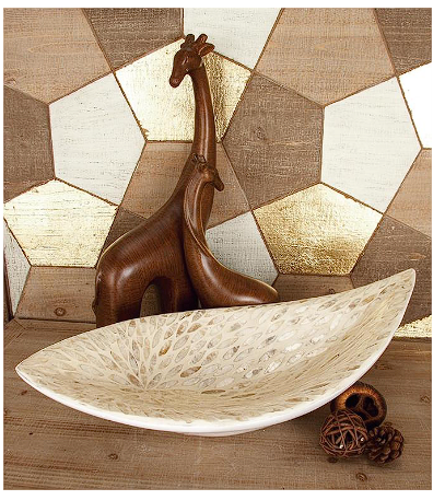 WHITE MOTHER OF PEARL TRAY, 22" X 6" X 10"