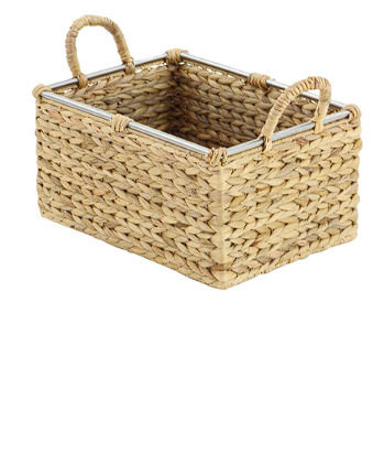 LIGHT BROWN SEAGRASS HANDMADE STORAGE BASKET WITH HANDLES,
