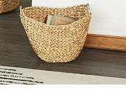 BROWN SEAGRASS HANDMADE WOVEN STORAGE BASKET WITH METAL HANDLES