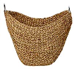 BROWN SEAGRASS HANDMADE WOVEN STORAGE BASKET WITH METAL HANDLES