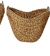 BROWN SEAGRASS HANDMADE WOVEN STORAGE BASKET WITH METAL HANDLES
