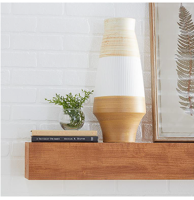 BROWN CERAMIC HANDMADE VASE WITH TERRACOTTA ACCENTS, 8" X 8" X 18"