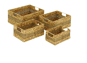 LIGHT BROWN SEAGRASS HANDMADE STORAGE BASKET WITH HANDLES