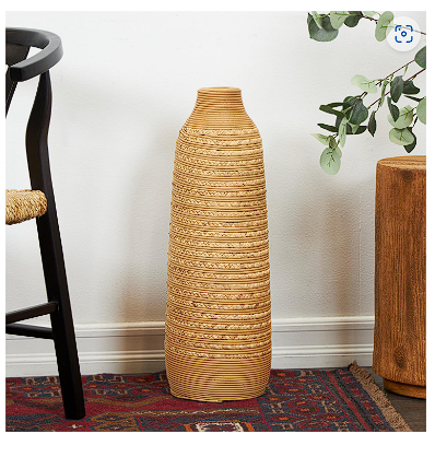 LIGHT BROWN SEAGRASS HANDMADE VASE, 8" X 9" X 24"