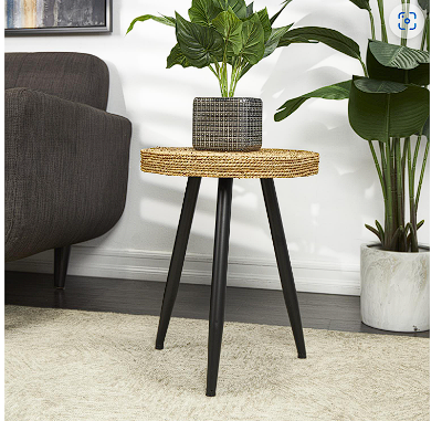 BROWN WOOD ACCENT TABLE, 16" X 16" X 20"