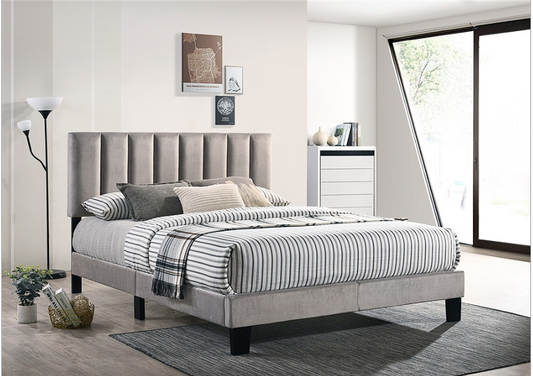 Lyric Bed in Gray Velvet Finish king